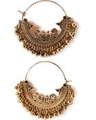 Forever 21 Etched Ball-Fringe Hoop Earrings - Lyst