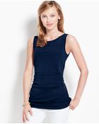 Ann Taylor Petite Ruched Mixed Media Shell - Lyst