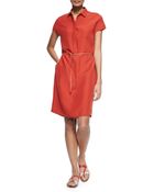 Loro Piana Maggie Belted Silk Shantung Shirtdress - Lyst