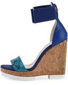 Jimmy Choo Neston Snake Wedge Sandal - Lyst