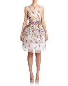 Oscar de la Renta Floral Embroidered Silk Organza Dress - Lyst