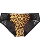 Deborah Marquit Jane Leopard-Print Satin-Jersey And Lace Briefs - Lyst