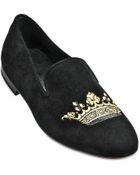 Kardinale Crown Embroidery Suede Slip On - Lyst