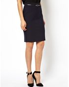 Asos Belted Pencil Skirt - Lyst