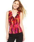 Calvin Klein Printed Cowlneck Tank Top - Lyst