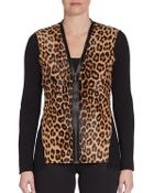 Elie Tahari Leopard-Print Calf Hair & Wool Sweater - Lyst