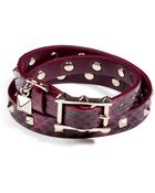 Valentino Studded Embossed Leather Wrap-Around Bracelet - Lyst