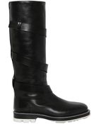 Jil Sander 30Mm Leather Boots With Shearling - Lyst