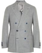 Thom Sweeney Duke Double-Breasted Check Linen Blazer - Lyst
