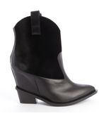 Giuseppe Zanotti Black Leather And Velvet Western Ankle Boots - Lyst