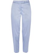 River Island Blue Satin Slim Cigarette Pants - Lyst
