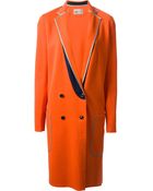 Kolor Contrast Trim Double Breasted Coat - Lyst