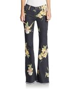 Free People Floral Flared Jeans - Lyst