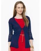 Lauren by Ralph Lauren Pointelle-Knit Linen Sweater - Lyst