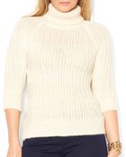 Ralph Lauren Lauren Plus Open Knit Turtleneck Sweater - Lyst