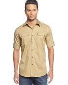 Sean John Short Sleeve Twill Shirt - Lyst