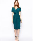Asos Midi Tulip Dress With Wrap Front - Lyst
