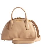 Miu Miu Powder Leather Convertible Trapezoid Tote - Lyst