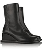 Jil Sander Leather Wedge Ankle Boots - Lyst