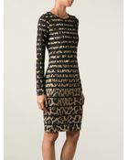Roberto Cavalli Fitted Leopard Print Dress - Lyst