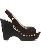 Michael Kors Logo Charm Sling-Back Suede Wedge - Lyst