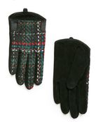 Mango Jacquard Suede Gloves - Lyst