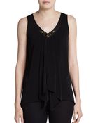 Ellen Tracy Embellished Vneck Top - Lyst