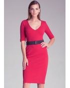 Bebe Temple V-Neck Belted Dress - Lyst