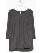 Violeta By Mango Embroidered Cotton T-Shirt - Lyst