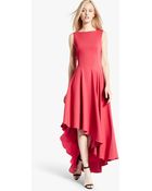Halston Embroidered Asymmetric Dress - Lyst