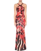 Roberto Cavalli Flames Printed Jersey Dress - Lyst