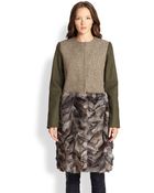 Tory Burch Thea Fur-Hem Coat - Lyst