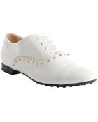 Tod's White Leather Studded Detail Lace Up Oxfords - Lyst
