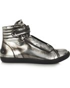 Karl Lagerfeld Metallic Patent-Leather Sneakers - Lyst