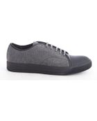 Lanvin Grey And Black Canvas Leather Cap Toe Sneakers - Lyst