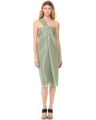 Jason Wu Metallic Bias Draped One Shoulder Dress - Dark Sage - Lyst