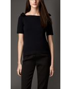 Burberry Bow Shoulder Mercerised Cotton Top - Lyst