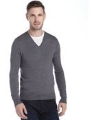 Burberry Grey Merino Wool Knit V-Neck Sweater - Lyst