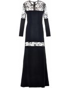 Elie Saab Lace-Panel Stretch-Cady Gown - Lyst