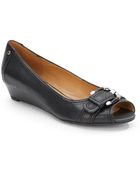 Nine West Gloria Leather Peep-Toe Demi-Wedges - Lyst