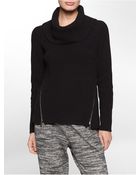 Calvin Klein Rib Knit Side Zip Turtleneck Sweater - Lyst
