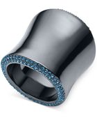Michael Kors Gunmetal-Tone Blue Pavé Statement Ring - Lyst