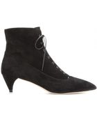 Miu Miu Lace-Up Suede Ankle Boots - Lyst