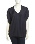 Vince Cap-Sleeve Oversized Satin Tee - Lyst