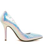 Dune Burst Silver Metallic Heeled Pumps - Lyst