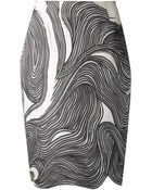 Lela Rose Black & Ivory Swirl Print Skirt - Lyst