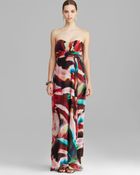 Nicole Miller Gown Petal Power Strapless Jersey Print - Lyst