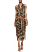 Donna Karan New York Single Grommet Belted Printed Wrap Dress - Lyst
