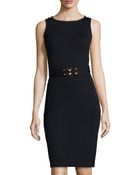 St. John Wool-Blend Belted Dress - Lyst