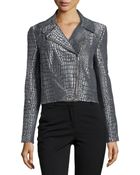 Diane von Furstenberg Metallic Jacquard Front-Zip Jacket - Lyst